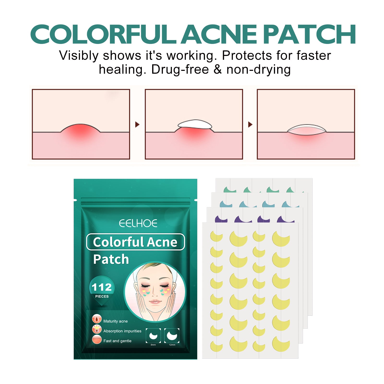 Moon Acne Patches with Salicylic Acid – Colorful Blemish Dots