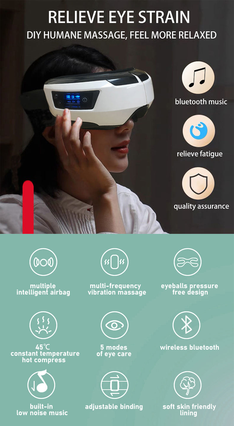 Smart Eye Massager with Heat, Vibration & Bluetooth Music